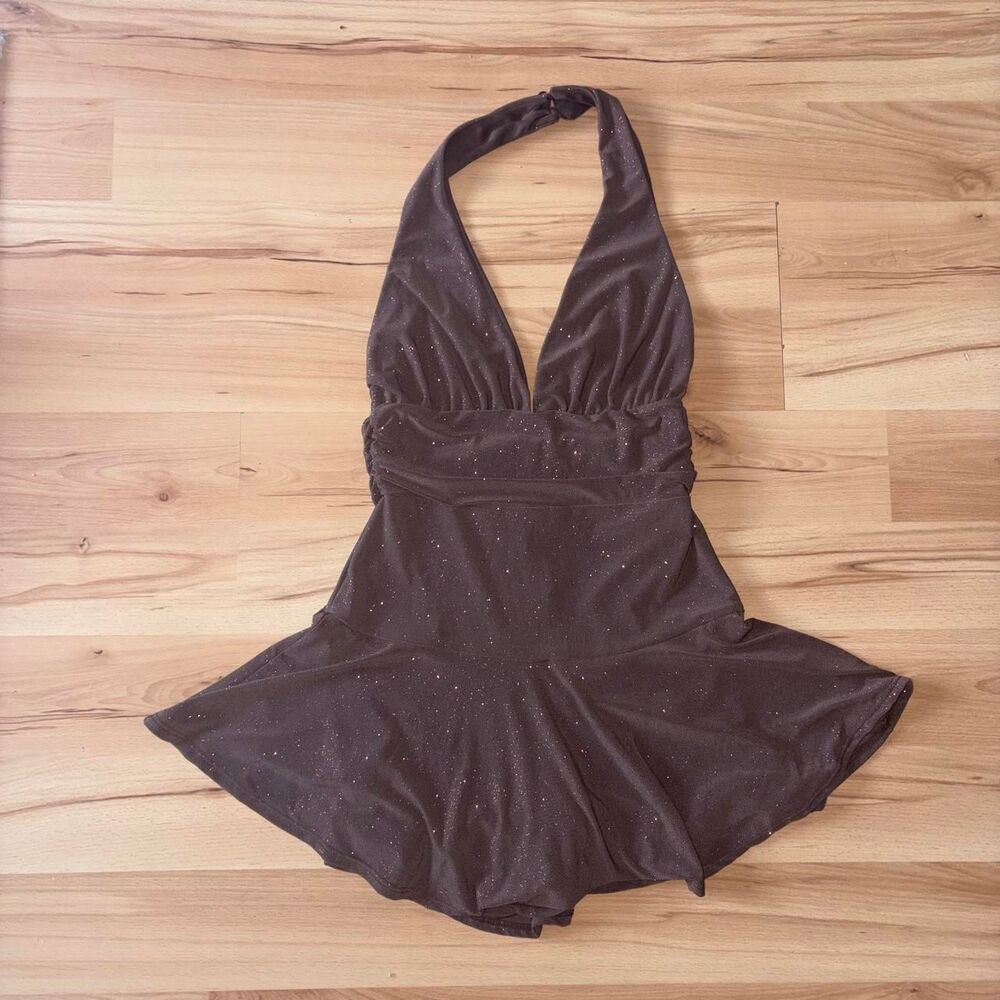 Windsor Brown Sparkly Halter Dress size S